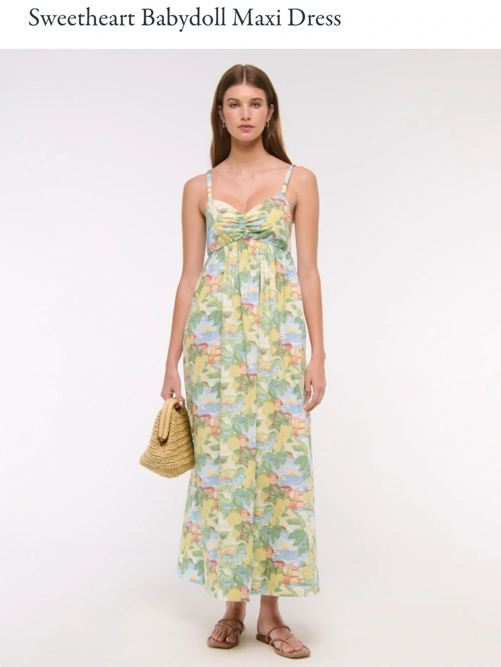 Abercrombie & Fitch Yellow Tropical Print Sweetheart Maxi Dress